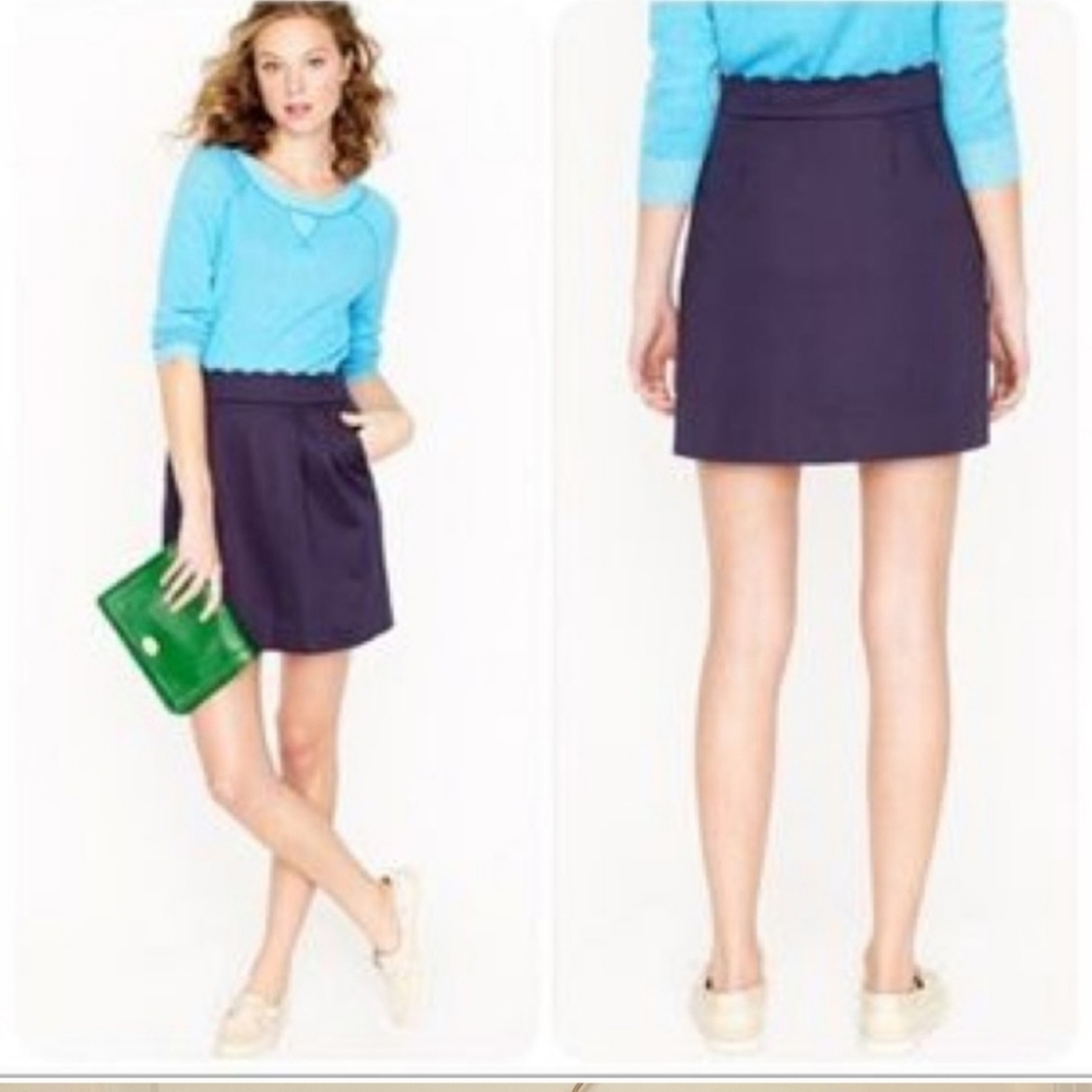 J. Crew Scallop Waist Sateen A-Line Mini Skirt